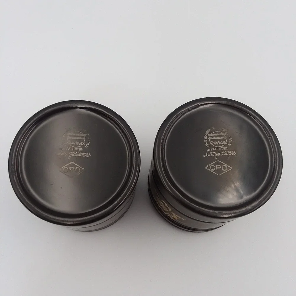Vintage Maruni Lacquerware Set 2‎ Canisters 3 Bowls Floral Design Occupied Japan